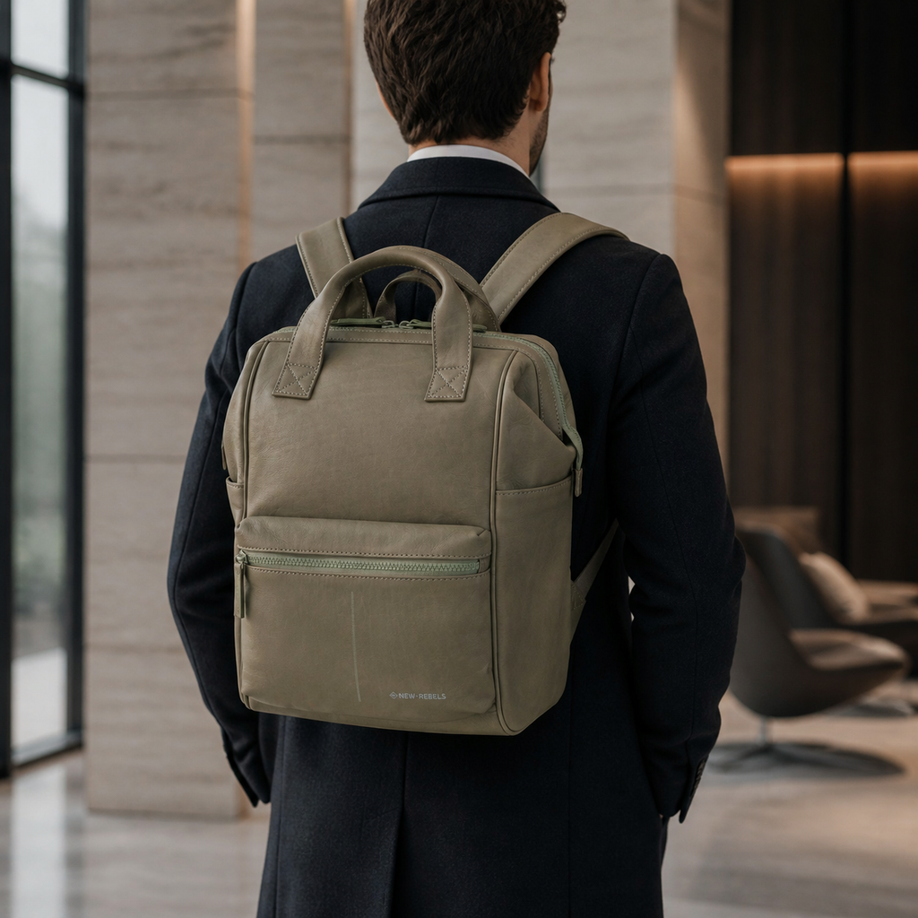 New Rebels Obsidian Tremont  Leren Laptoprugzak 14 inch Premium Werktas Schooltas Business Leer