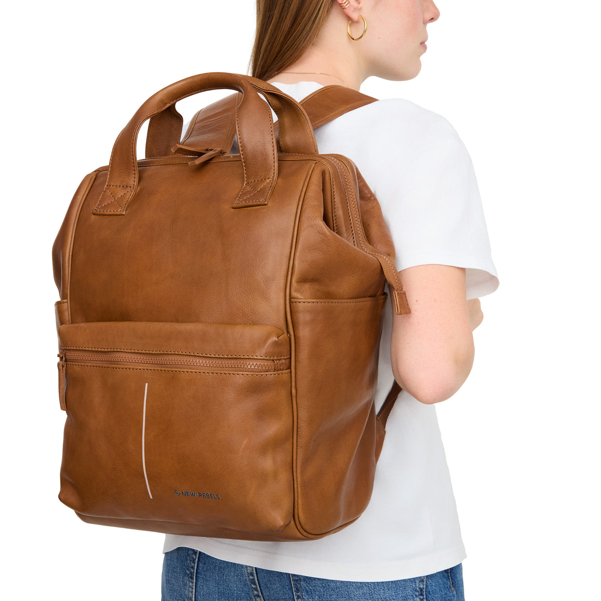 New Rebels Obsidian Tremont  Leren Laptoprugzak 14 inch Premium Werktas Schooltas Business Leer