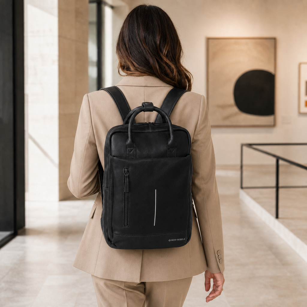 Obsidian Miami Leren Laptoprugzak 13 inch Premium Werktas Schooltas Business 10 Liter Echt Leer