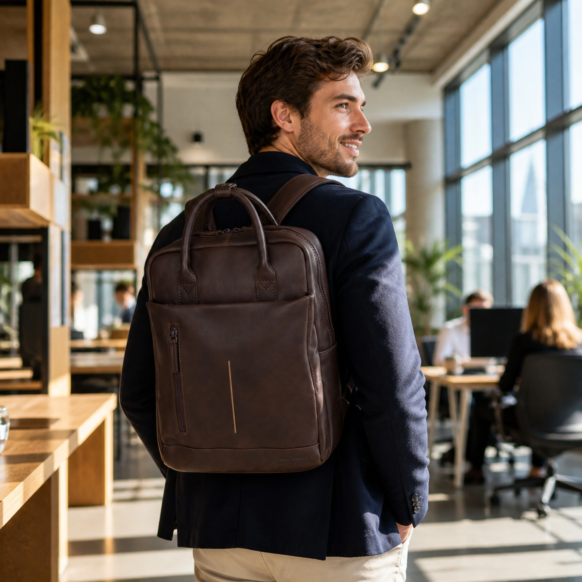 Obsidian Miami Leren Laptoprugzak 13 inch Premium Werktas Schooltas Business 10 Liter Echt Leer