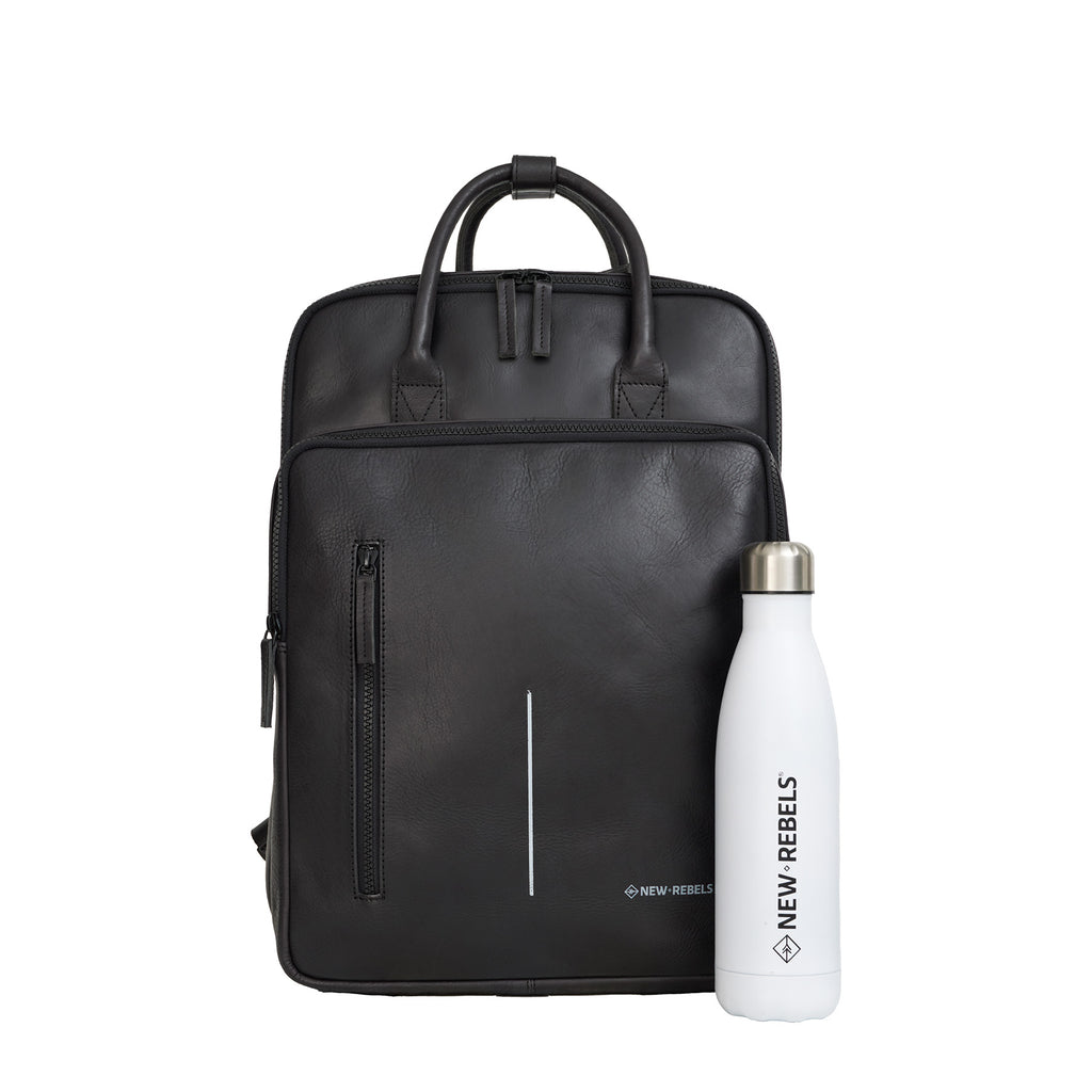 Obsidian Milwaukee Leren Laptoprugzak 15.6 inch Premium Werktas Schooltas Business 18 Liter Echt Leer