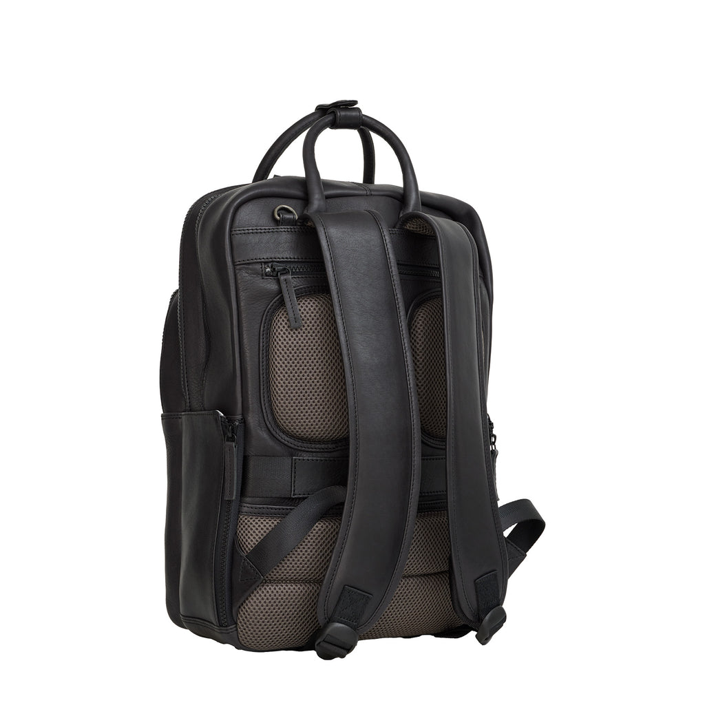 Obsidian Milwaukee Leren Laptoprugzak 15.6 inch Premium Werktas Schooltas Business 18 Liter Echt Leer