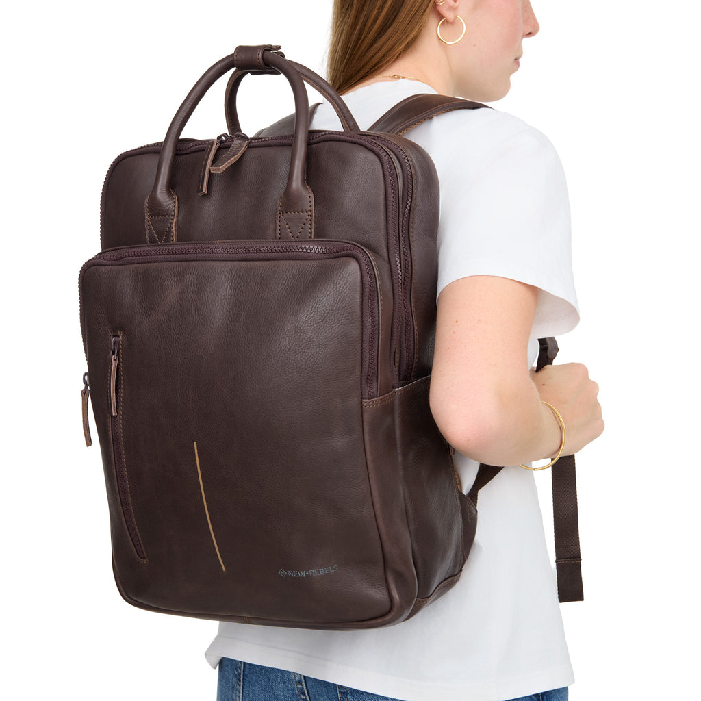 Obsidian Milwaukee Leren Laptoprugzak 15.6 inch Premium Werktas Schooltas Business 18 Liter Echt Leer