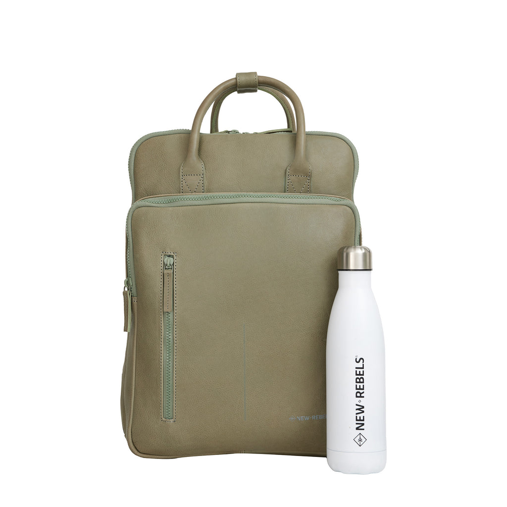 Obsidian Milwaukee Leren Laptoprugzak 15.6 inch Premium Werktas Schooltas Business 18 Liter Echt Leer