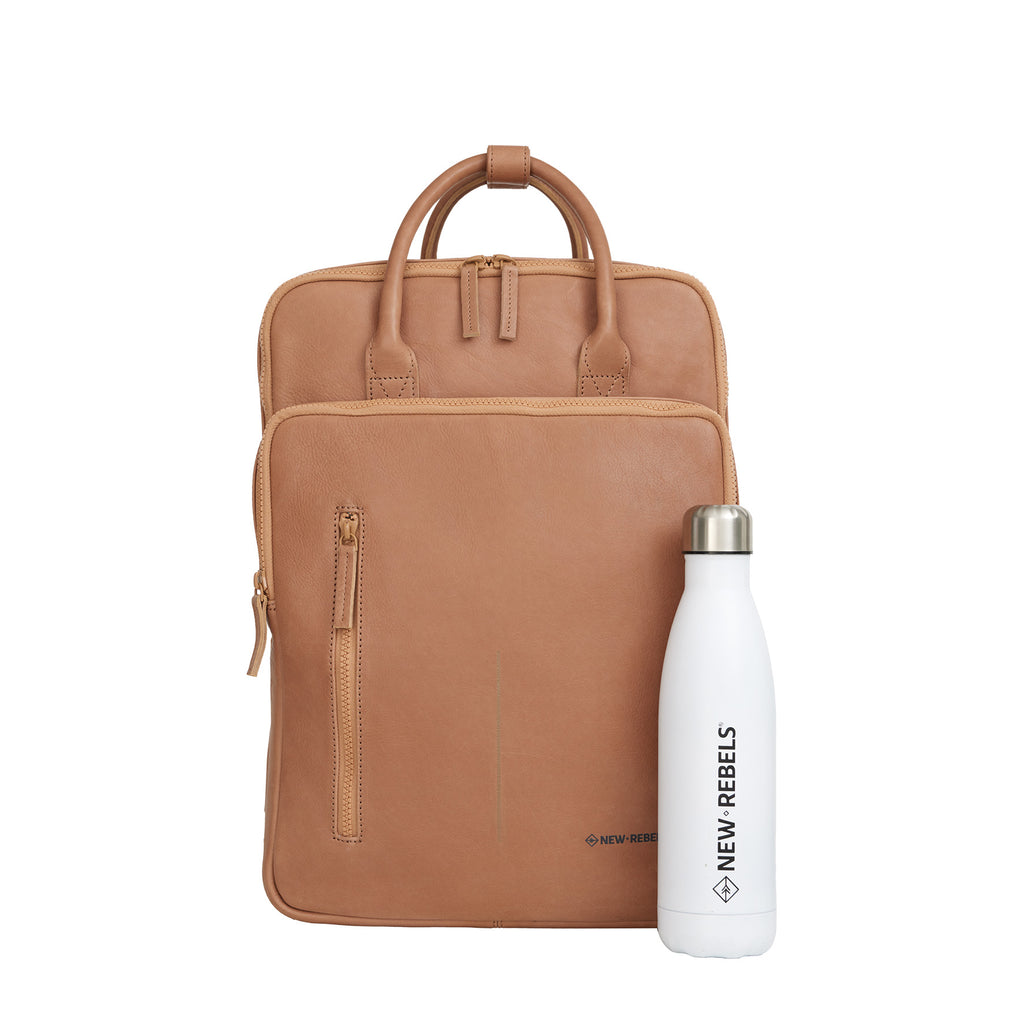 Obsidian Milwaukee Leren Laptoprugzak 15.6 inch Premium Werktas Schooltas Business 18 Liter Echt Leer