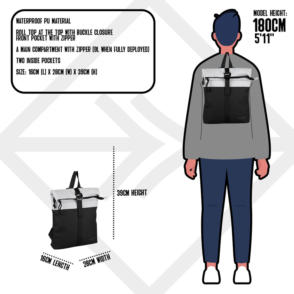 Backham Los Angeles 7L Rolltop Rugtas Waterafstotend
