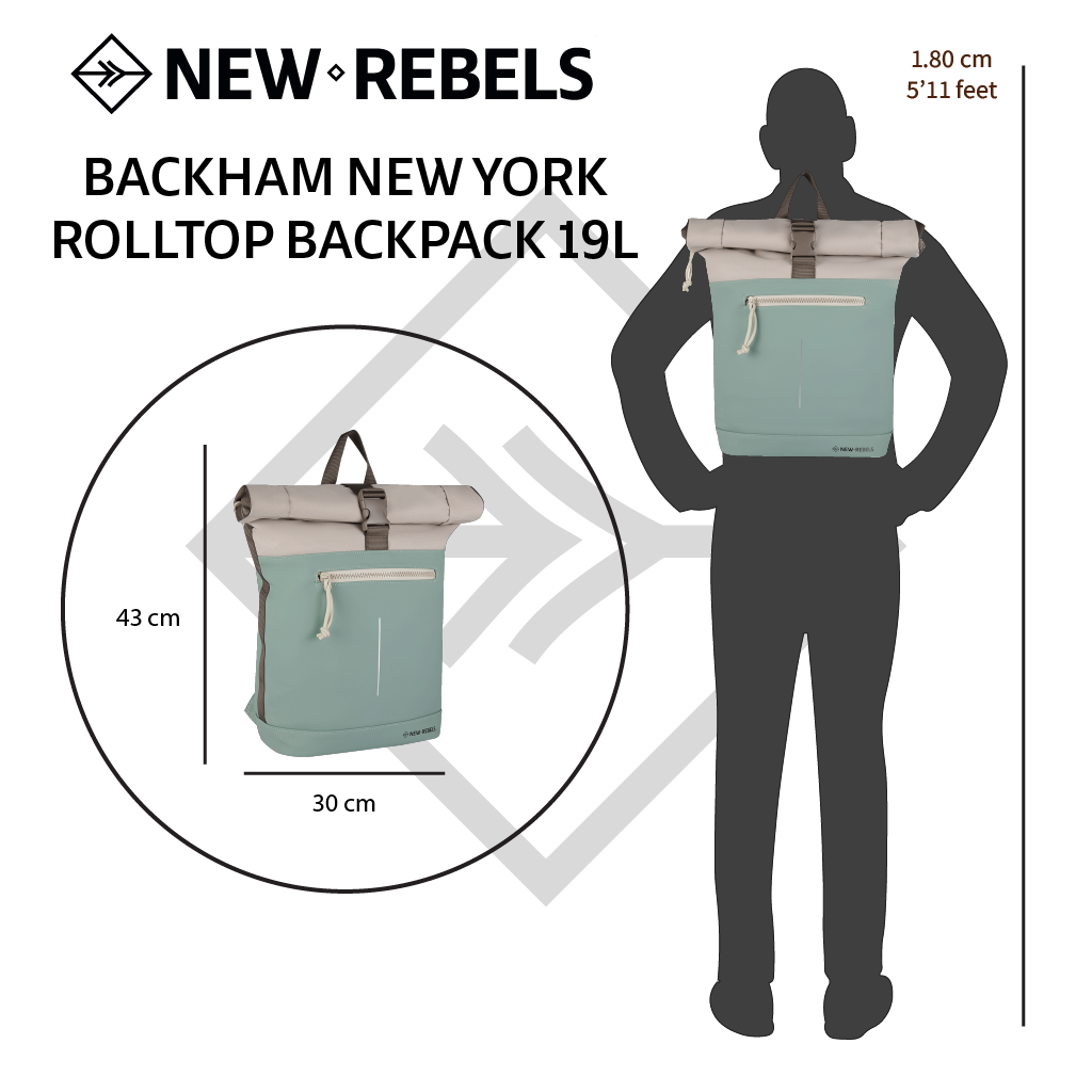 Backham New York 21L Rolltop Rugzak Waterafstotend Laptop 15.6"
