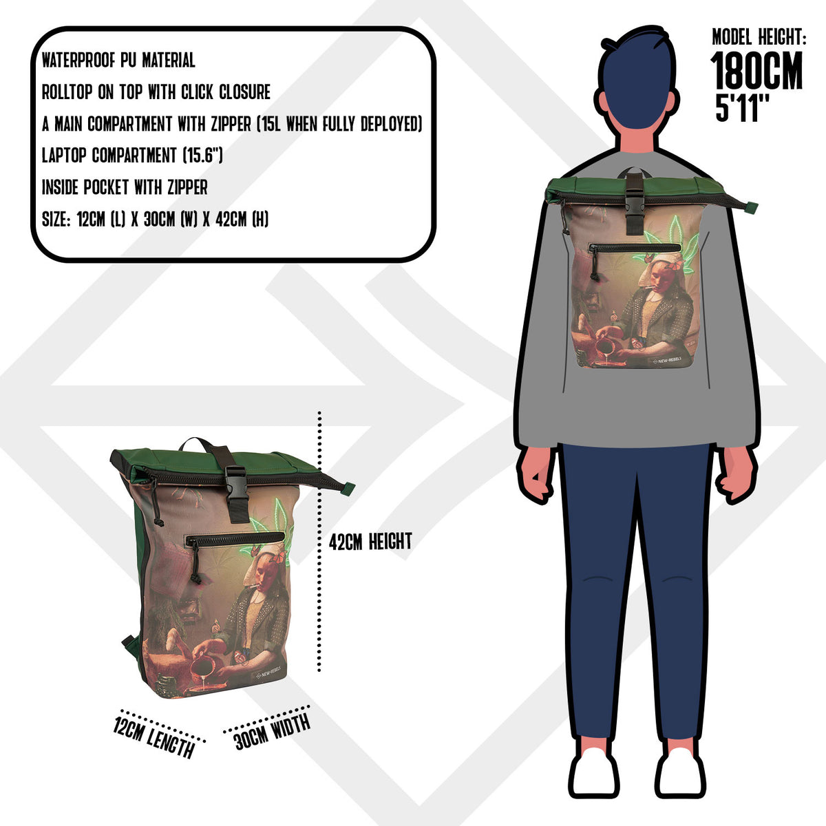 New Rebels Mart Art Backpack 16L Milkmaid Water Repellent