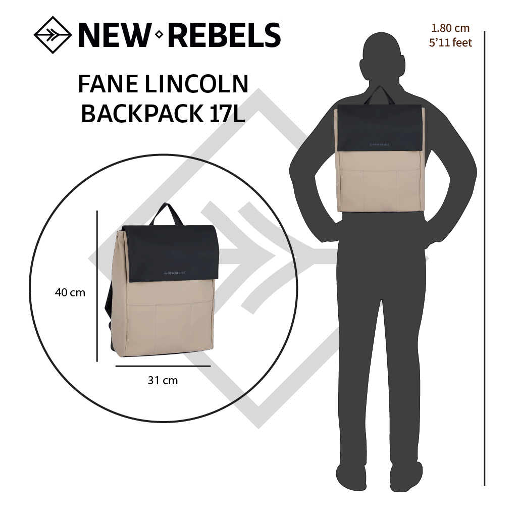 Fane Lincoln 17L Rugtas met Flap Waterafstotend Laptop 15.6"