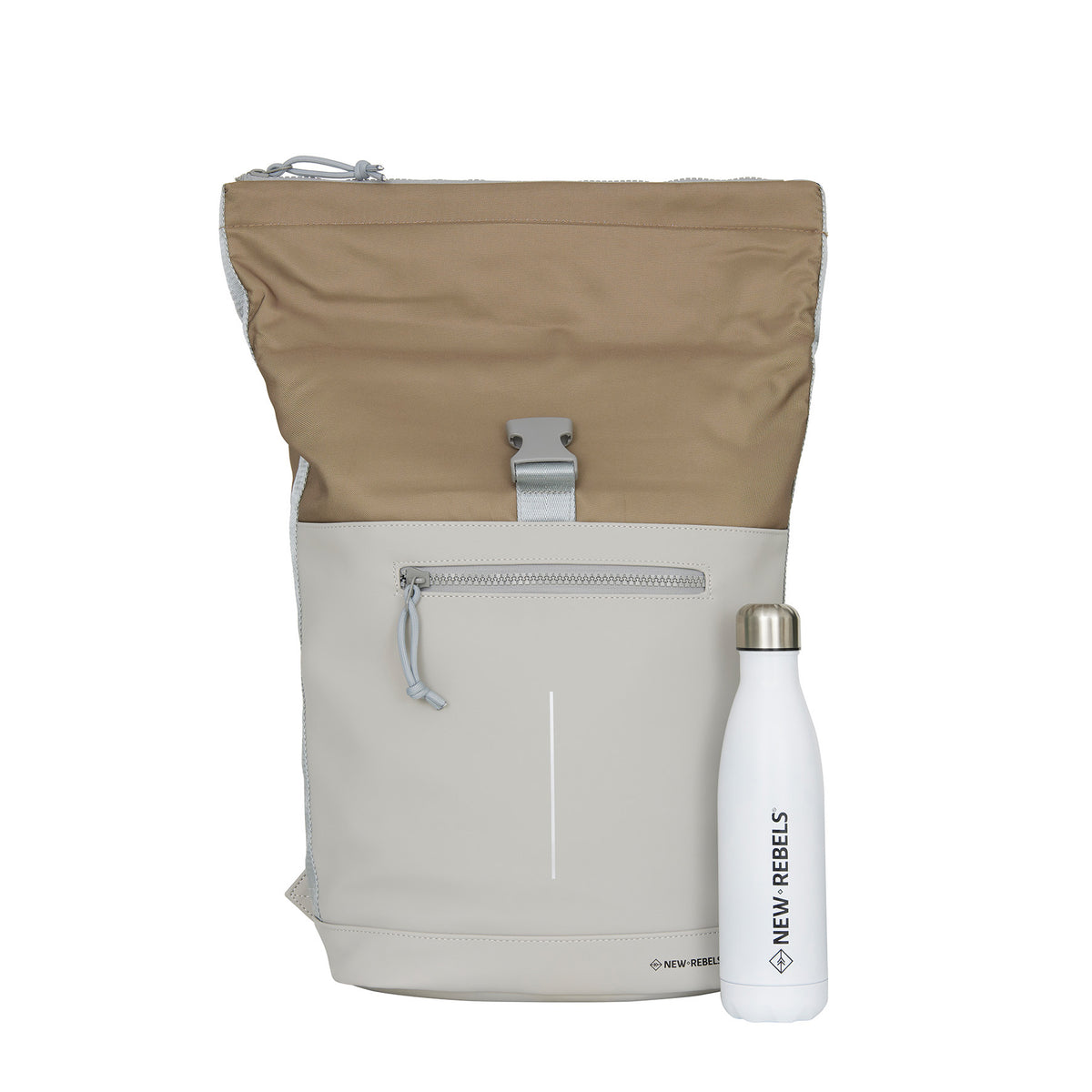 Mart New York Ferron PU Nylon Waterafstotende Rolltop Rugzak 15.6 inch Laptop Rugtas Schooltas en Werktas 17-21L
