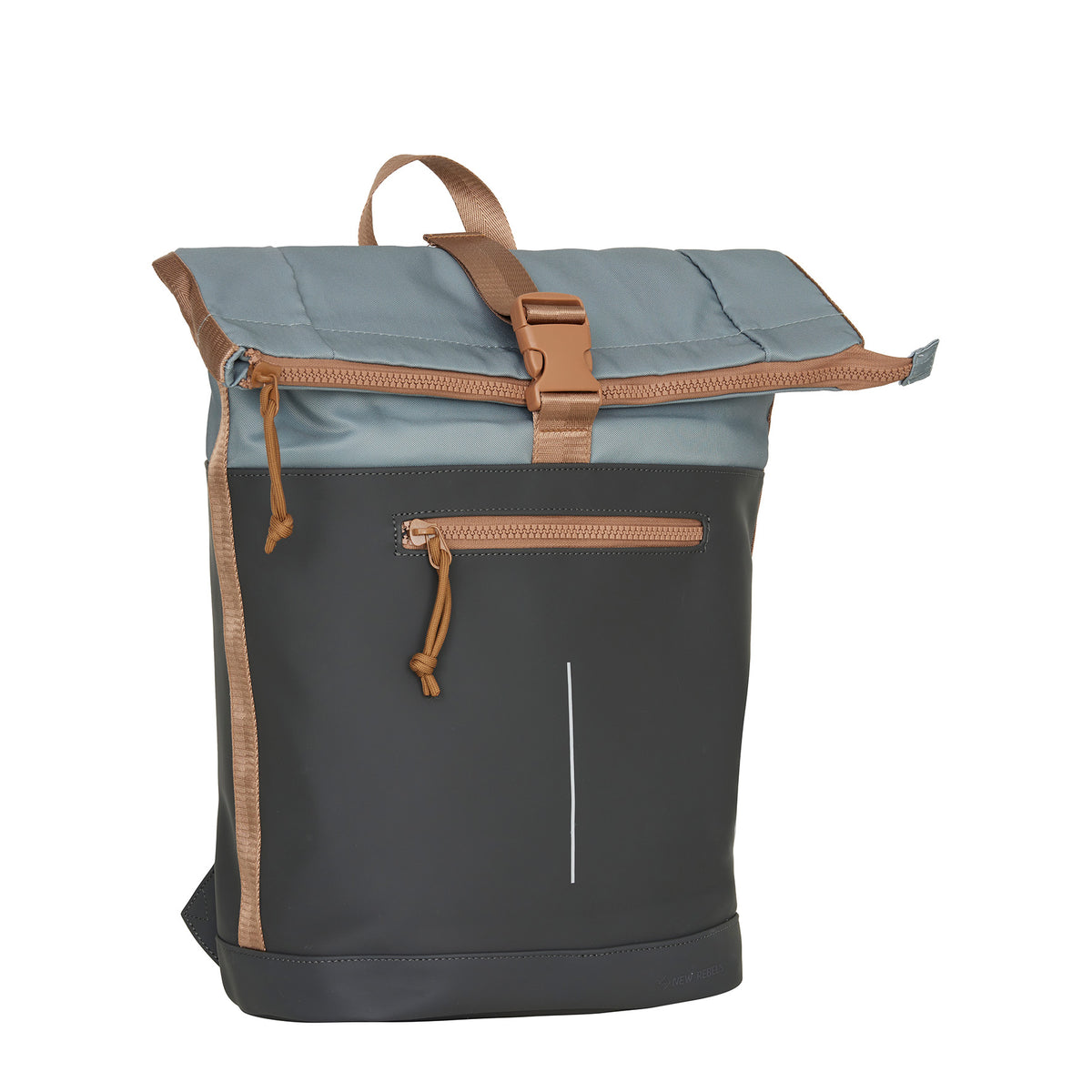 Mart New York Ferron PU Nylon Waterafstotende Rolltop Rugzak 15.6 inch Laptop Rugtas Schooltas en Werktas 17-21L