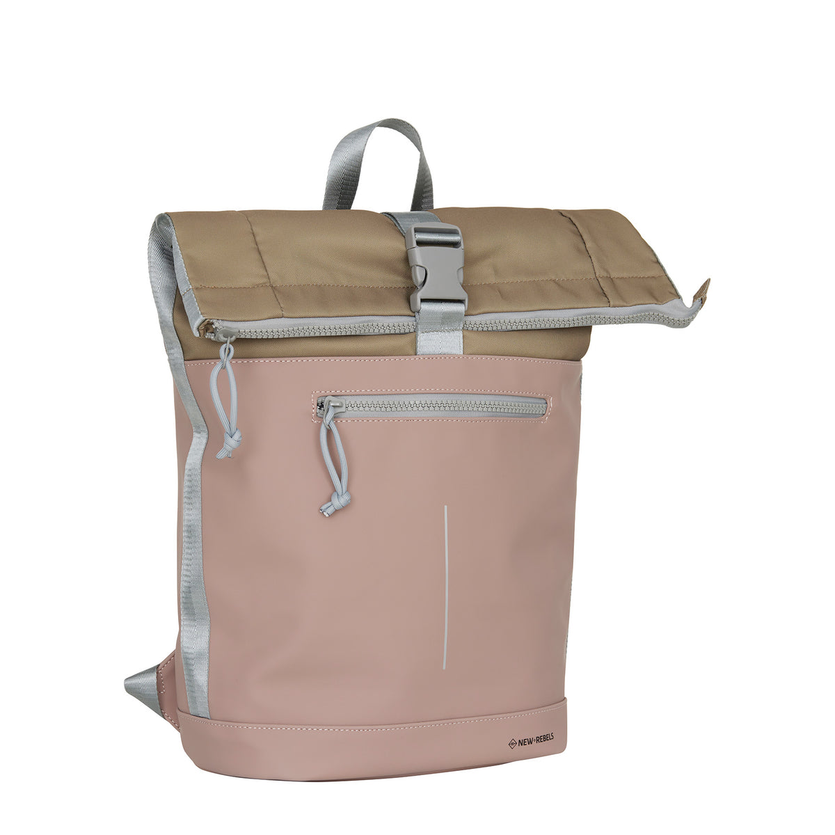 Mart New York Ferron PU Nylon Waterafstotende Rolltop Rugzak 15.6 inch Laptop Rugtas Schooltas en Werktas 17-21L