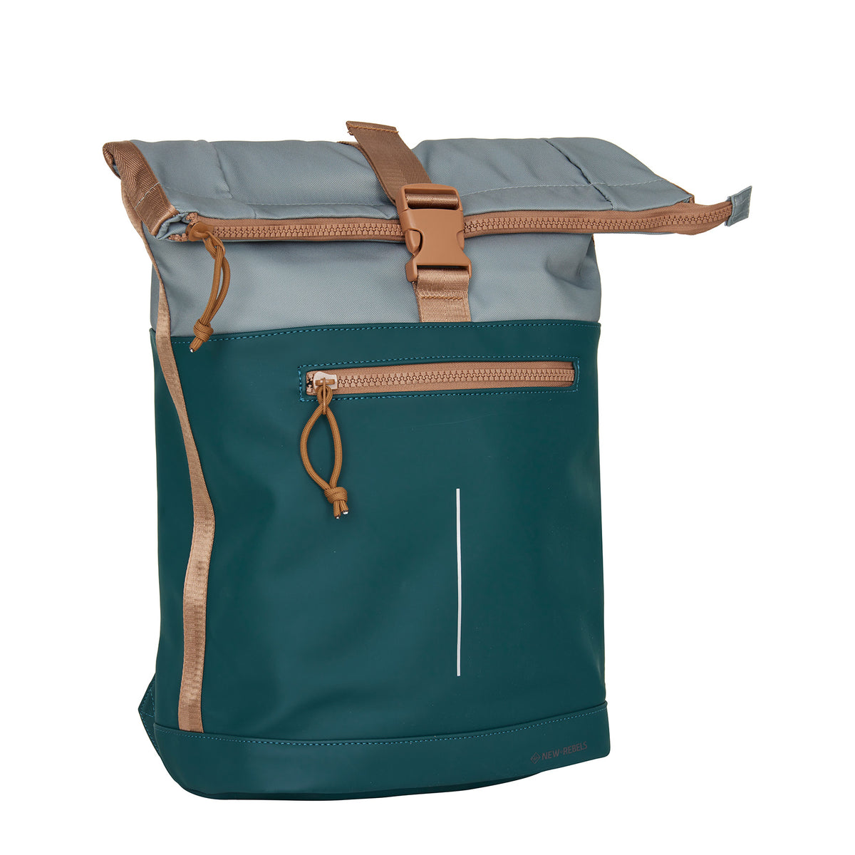 Mart New York Ferron PU Nylon Waterafstotende Rolltop Rugzak 15.6 inch Laptop Rugtas Schooltas en Werktas 17-21L