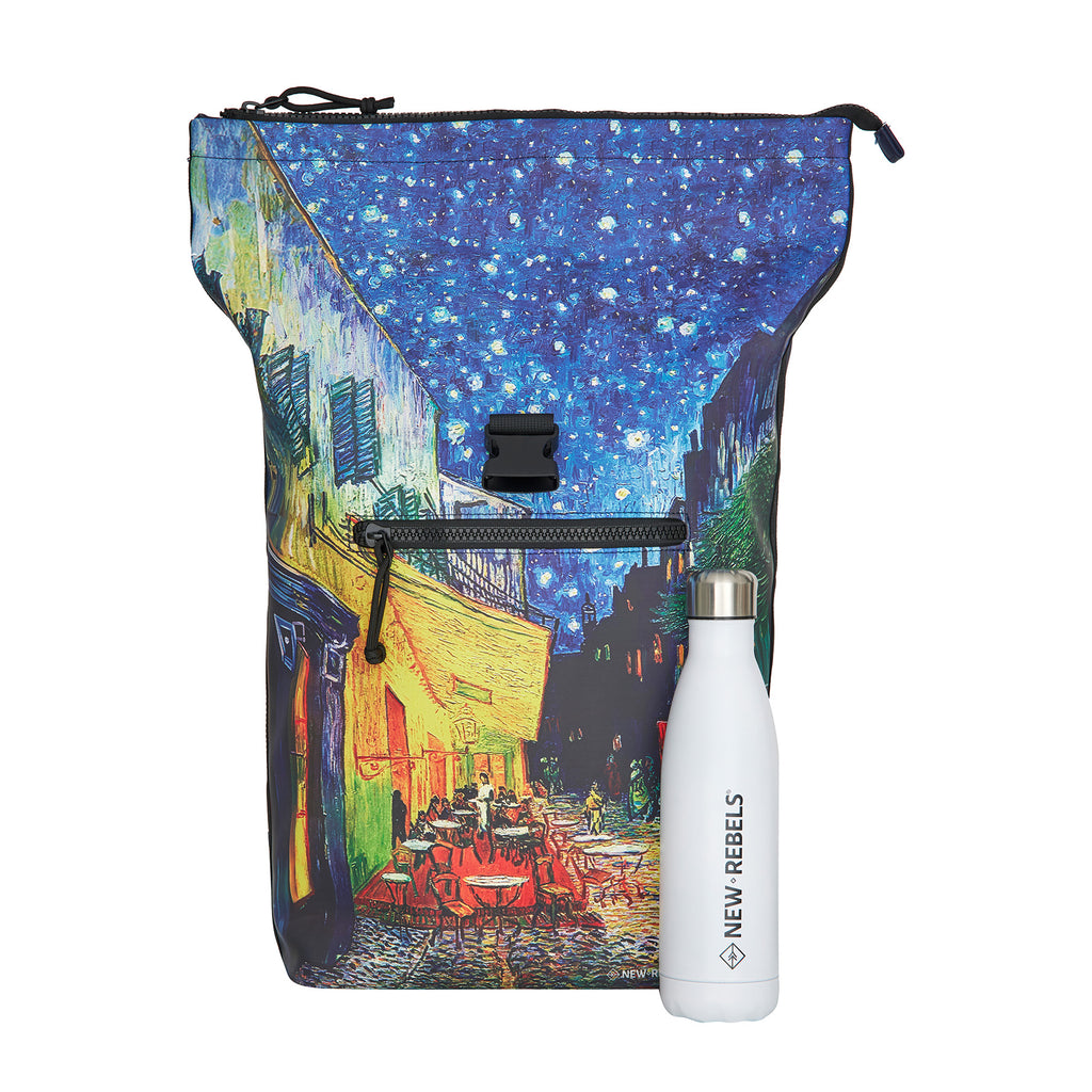 Mart Art - New York Cafe at Night Rolltop Rugzak 21L