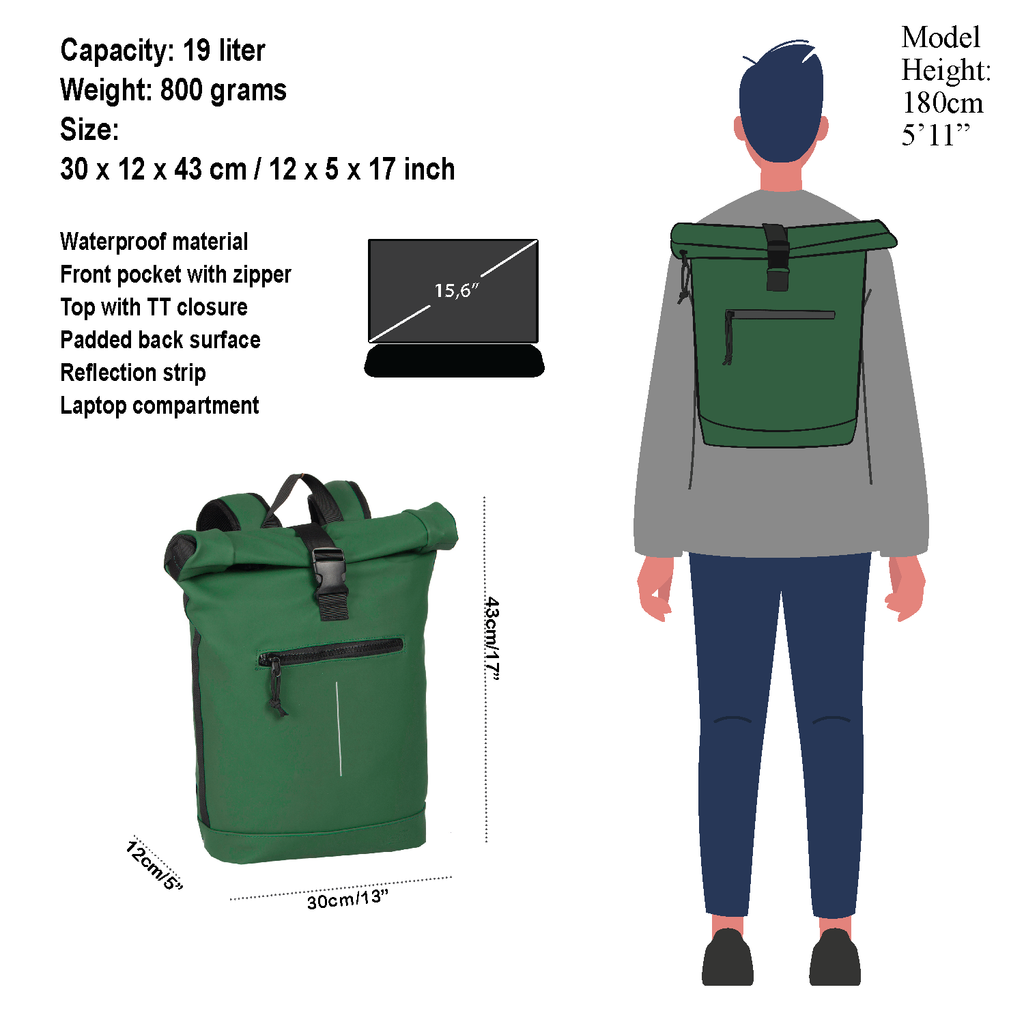 Mart - New York Rolltop Backpack 21L