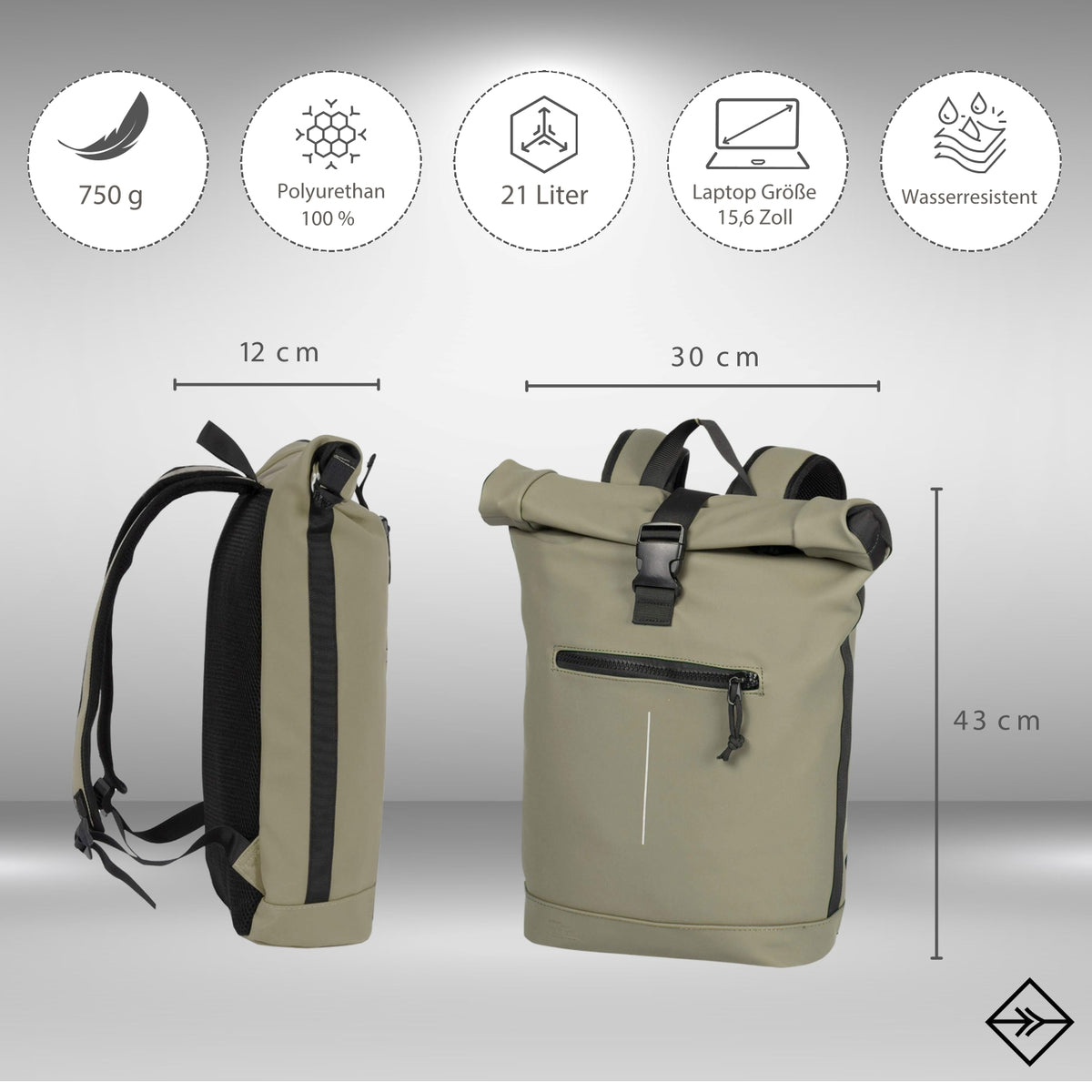 Mart - New York Rolltop Backpack 21L