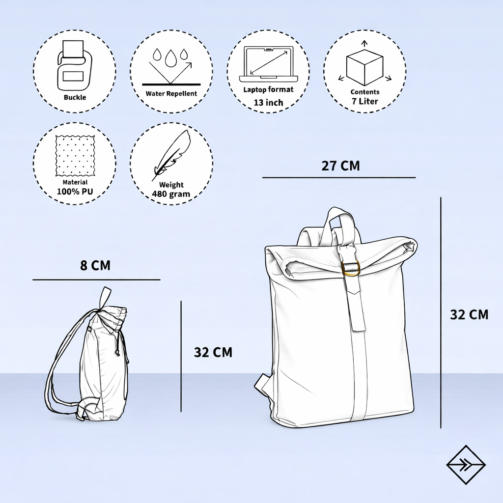 Mart Art - Los Angeles Rolltop Rugtas Mini 7 Liter